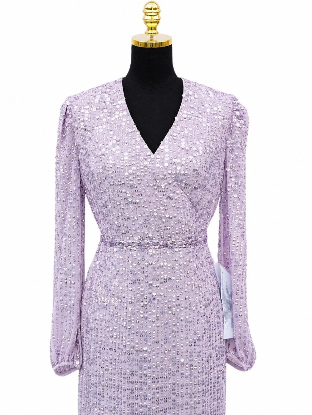 Mac Duggal Lavender Sequin Embellished Midi Sheath Dress Size 6 NWT